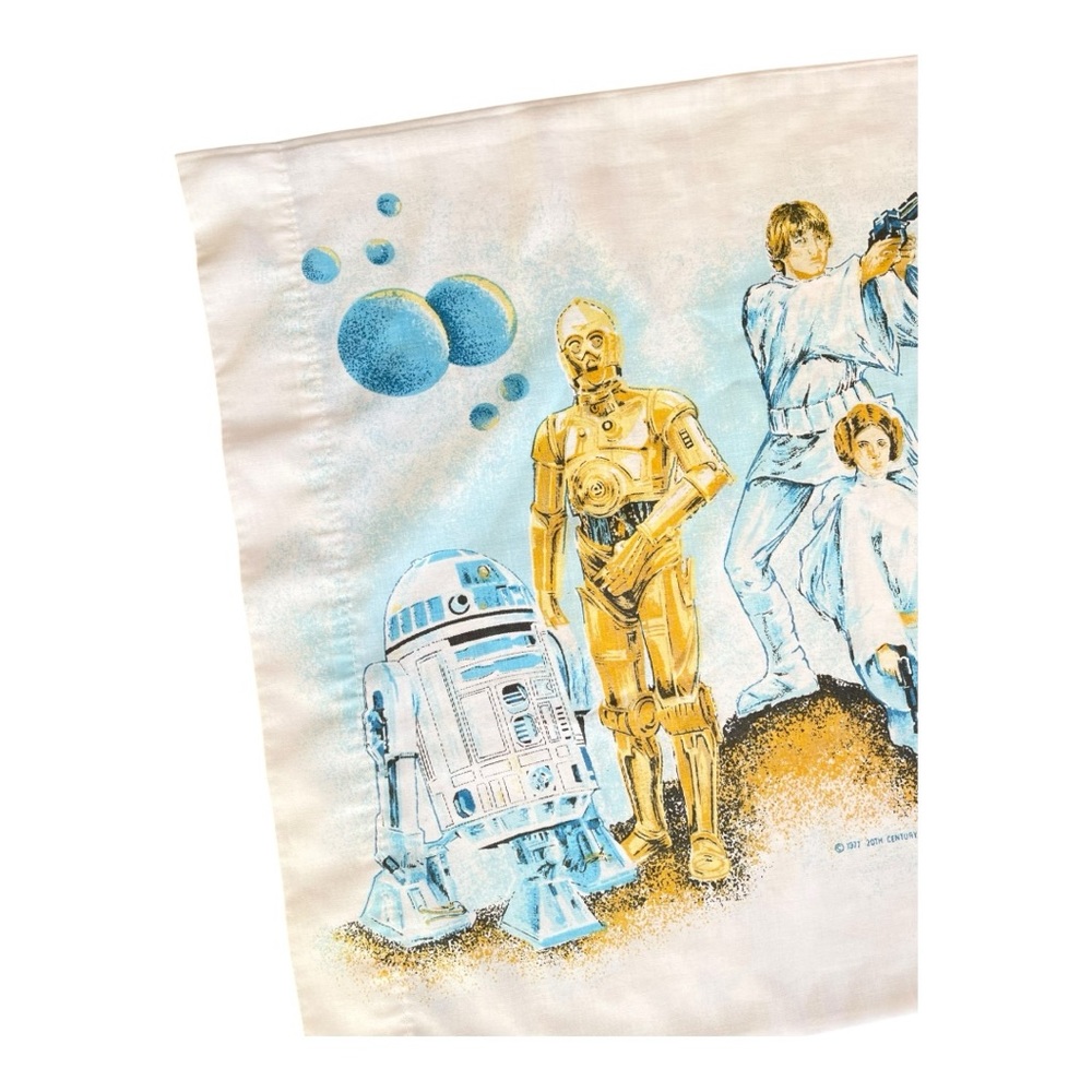 Vintage Star Wars Pillow Case Standard 1977 Muslin Luke R2D2 Leia - Picture 5 of 7